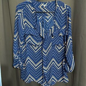 Charlotte Russe Blue Chevron Print Women’s Blouse